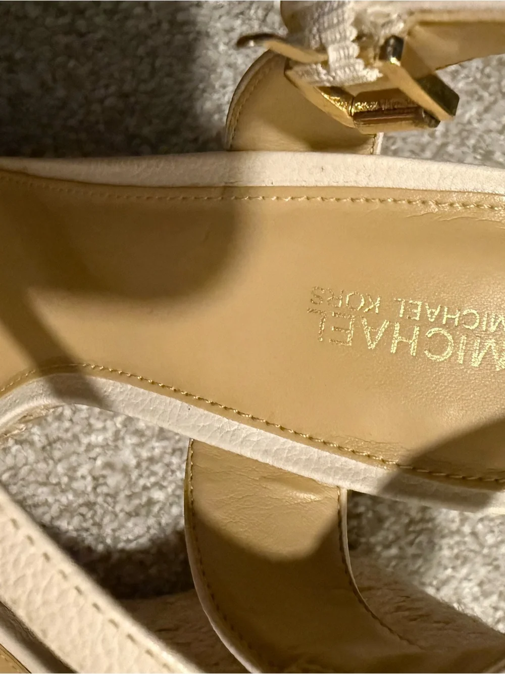 Michael Kors Cream Leather Ankle-Strap Sandals